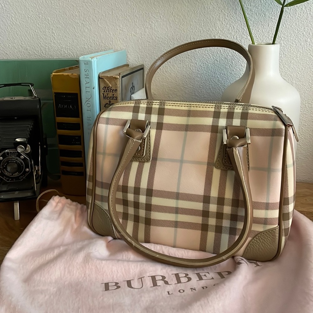 Burberry Mini Plaid Boston Pink Bag